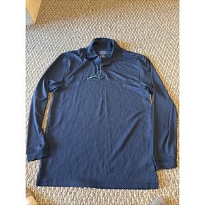 NEW‎ Haggar Cool 18 Pro Men's Small 2-Button Long Sleeve Polo Shirt Navy Blue